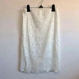 Korean Style women’s White lace flower pattern midi skirt size  S